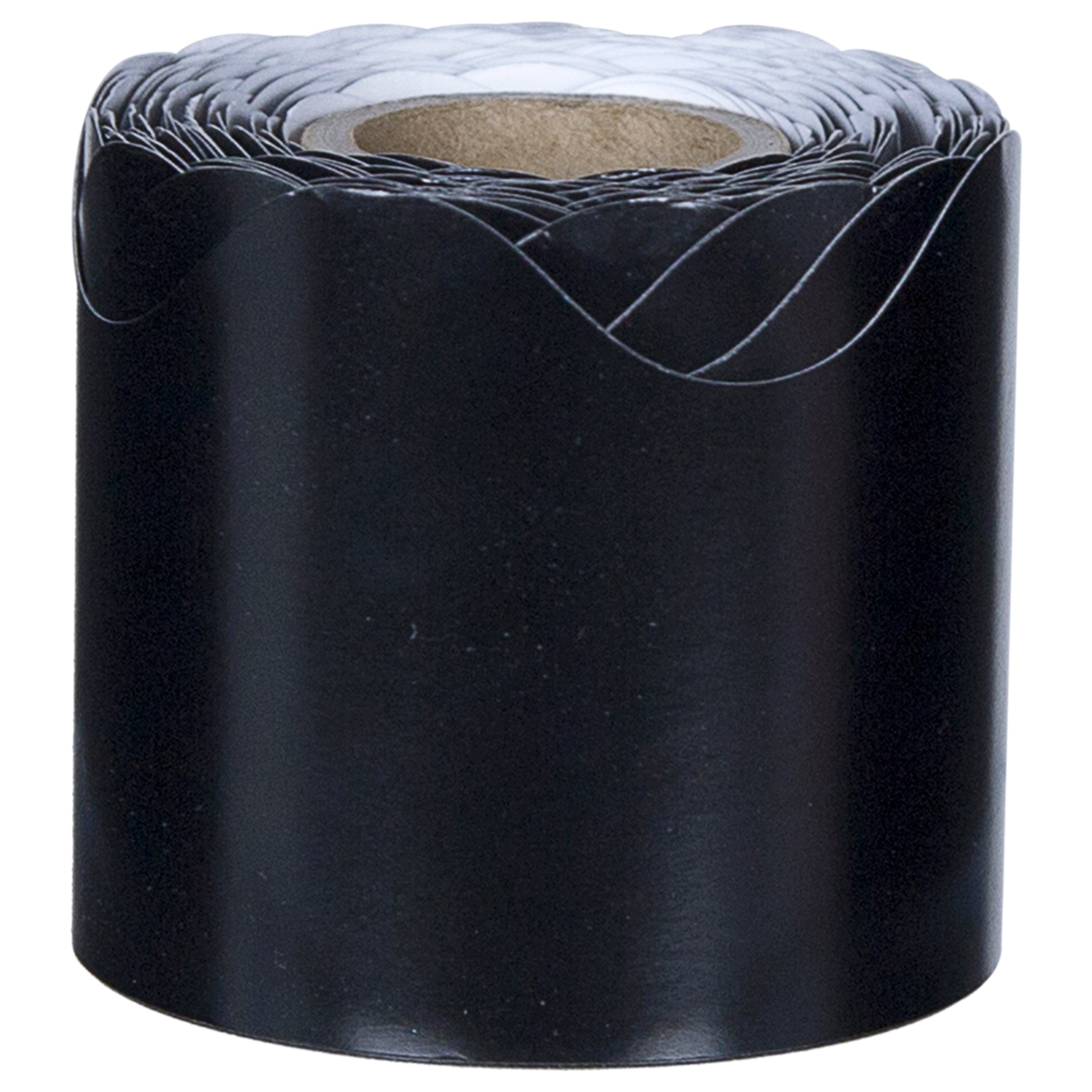 Black Rolled Scalloped Border, 36 Feet Per Roll, 6 Rolls