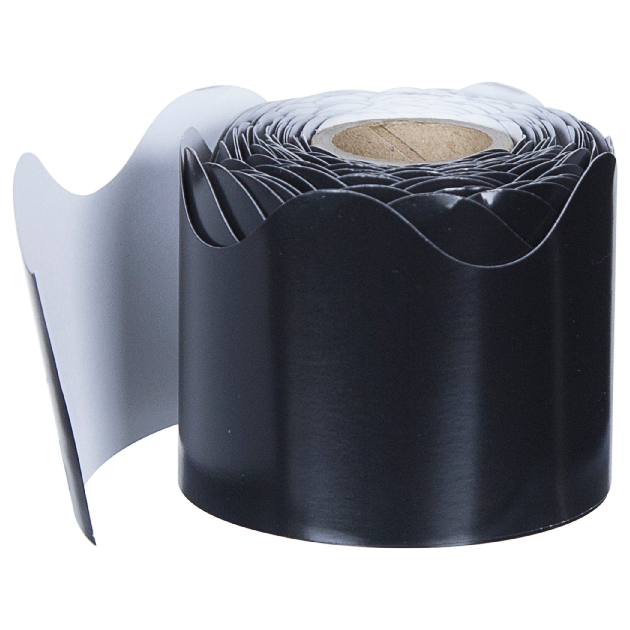 Black Rolled Scalloped Border, 36 Feet Per Roll, 6 Rolls