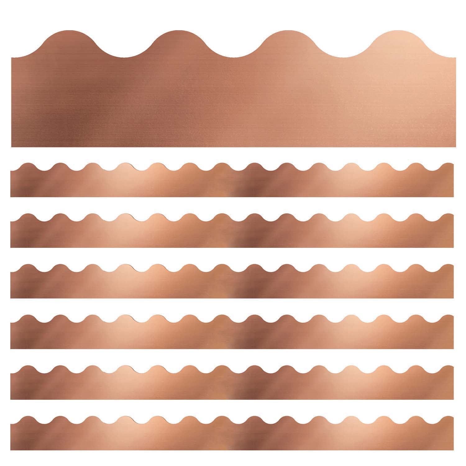 Sparkle + Shine Rose Gold Foil Scalloped Border, 39 Feet Per Pack, 6 Packs