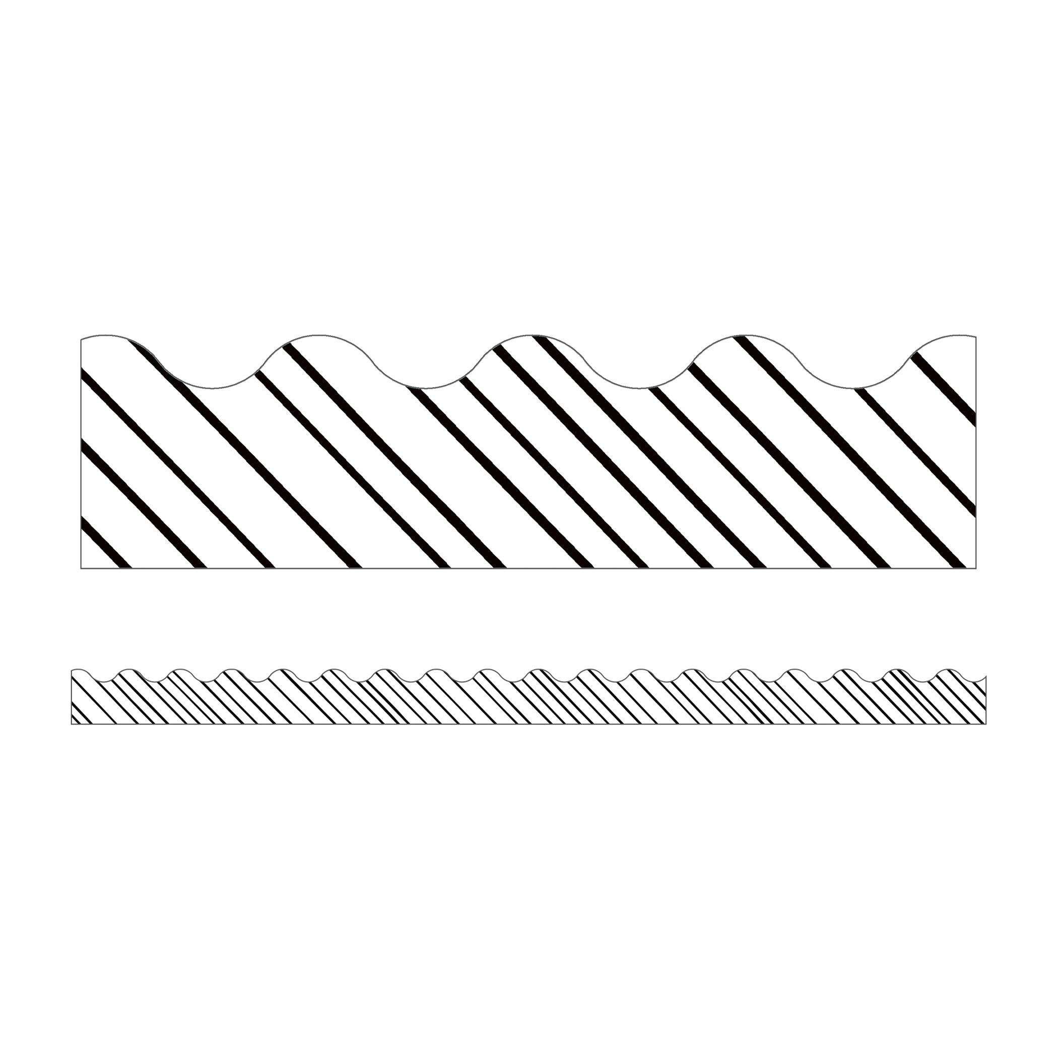 Kind Vibes Black & White Stripes Scalloped Borders, 39 Feet Per Pack, 6 Packs