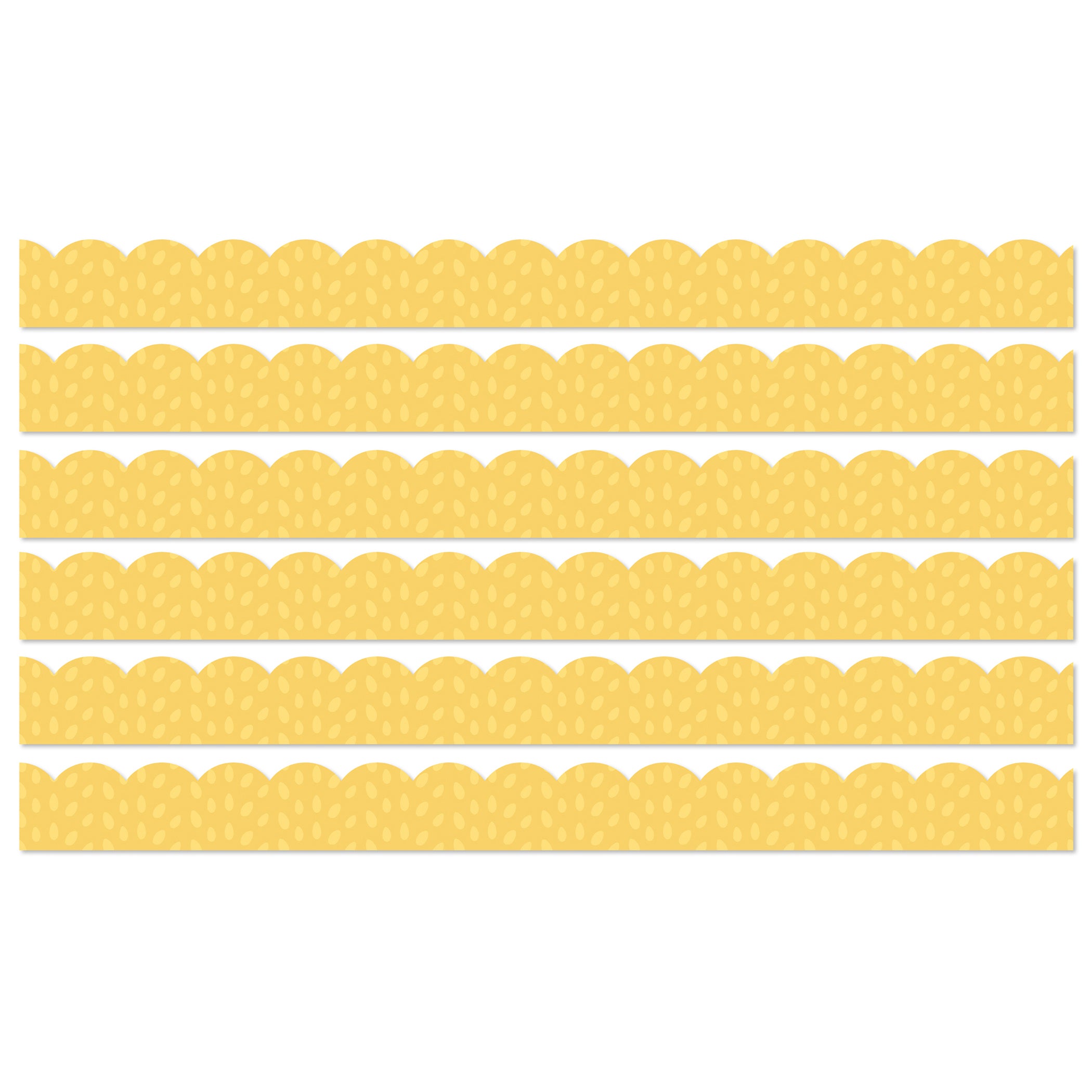 Grow Together Yellow with Painted Dots Scalloped Borders, 39 Feet Per Pack, 6 Packs