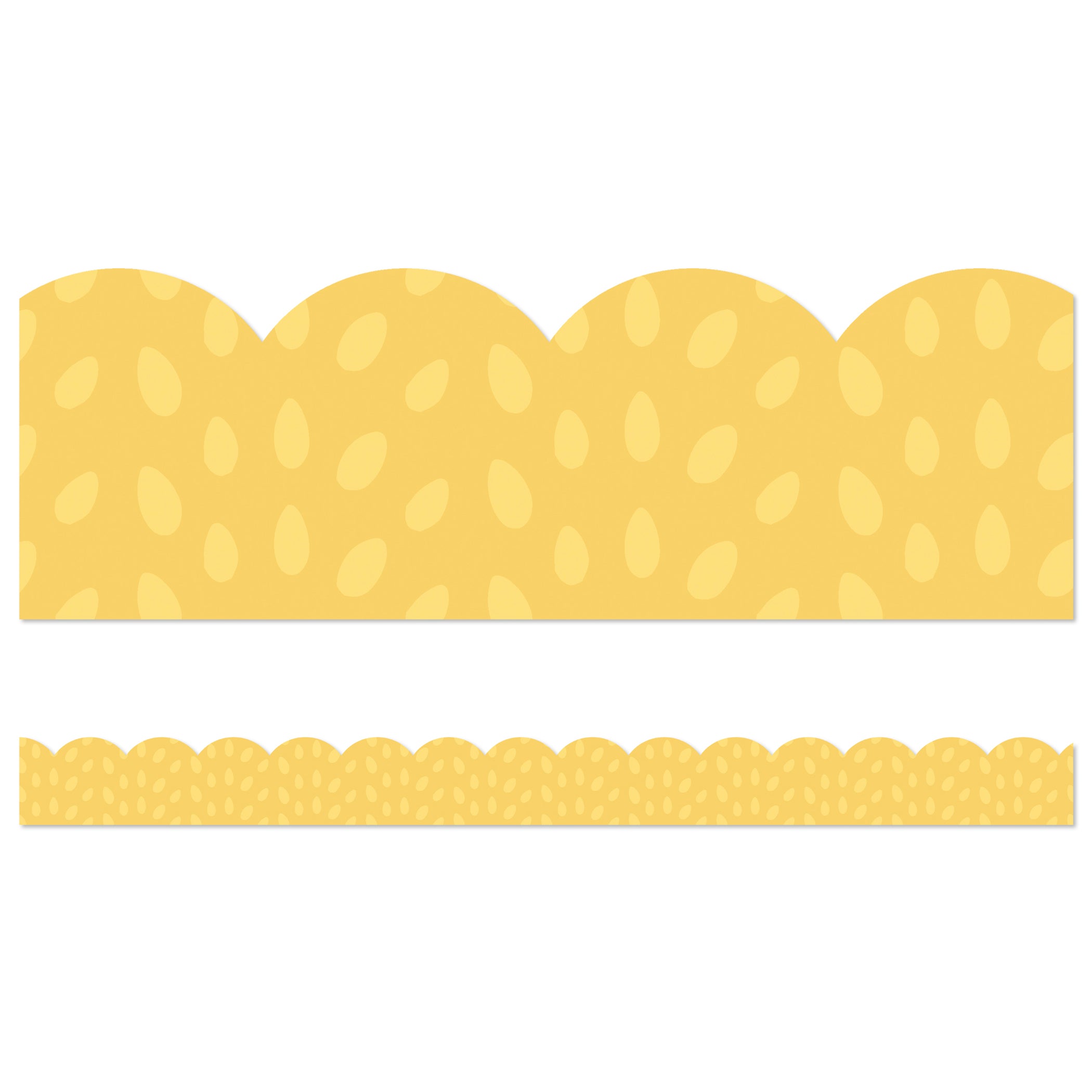 Grow Together Yellow with Painted Dots Scalloped Borders, 39 Feet Per Pack, 6 Packs