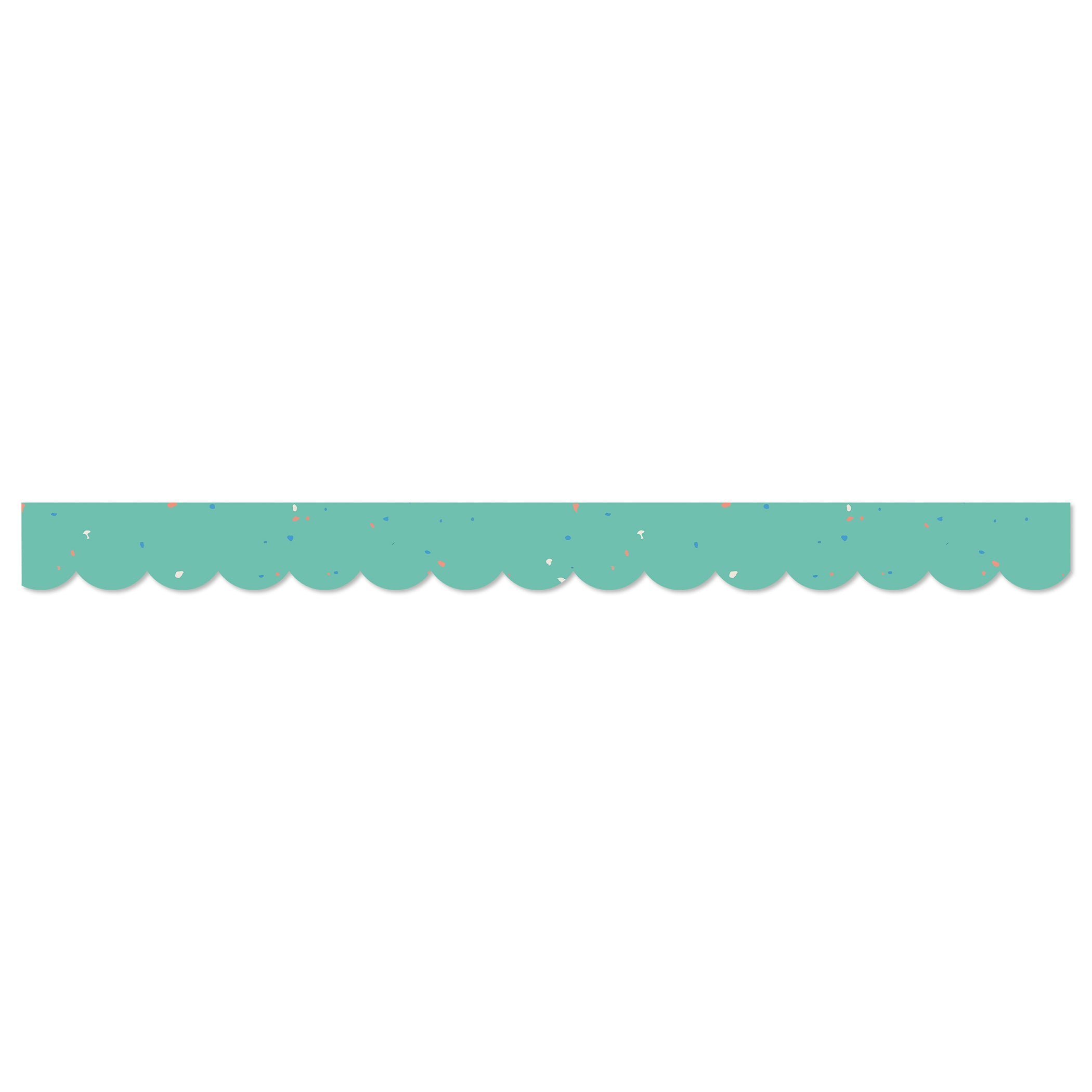 We Belong Speckled Teal Scalloped Borders Per Pack, 39 Feet Per Pack, 6 Packs