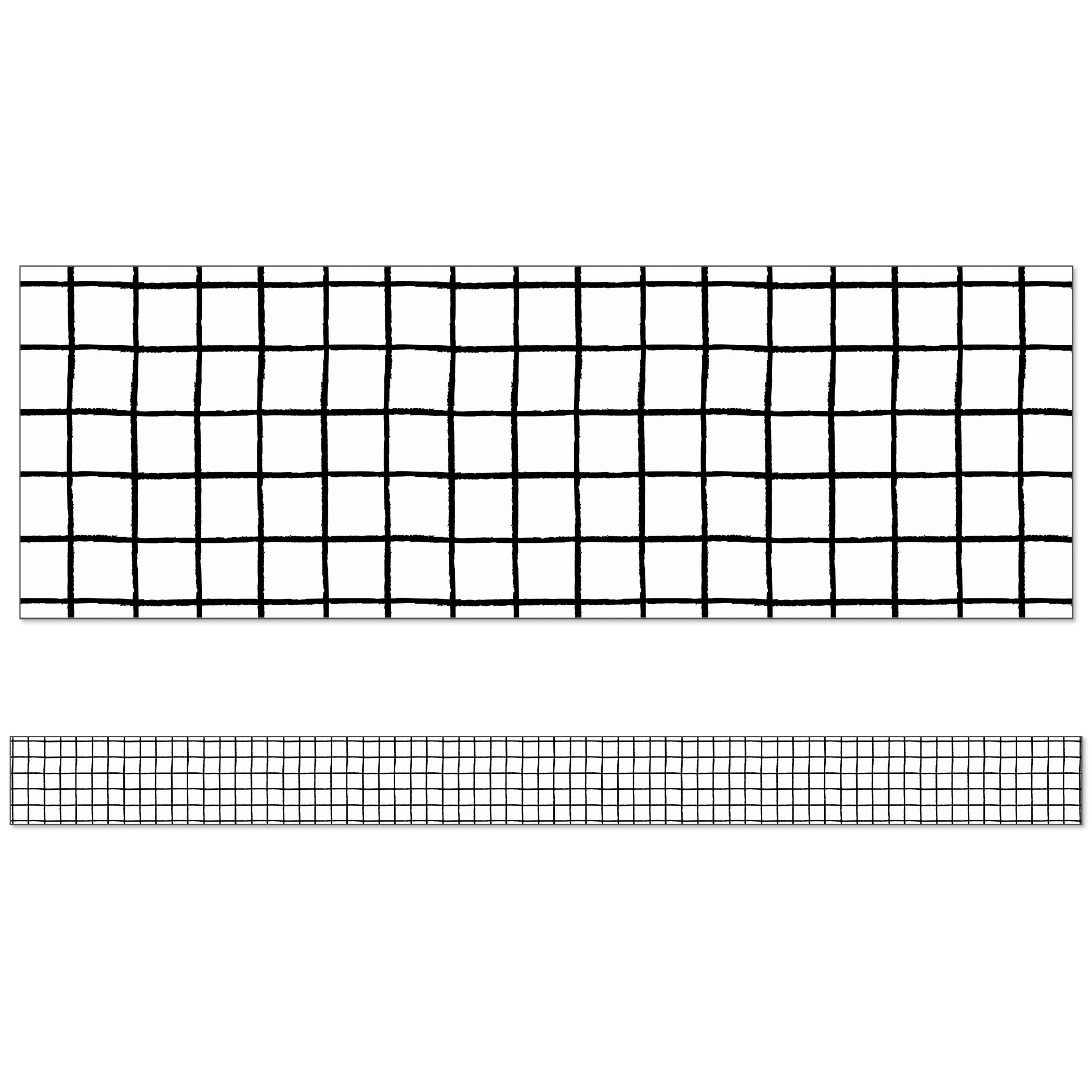 Creatively Inspired Black & White Grid Straight Borders, 36 Feet Per Pack, 6 Packs