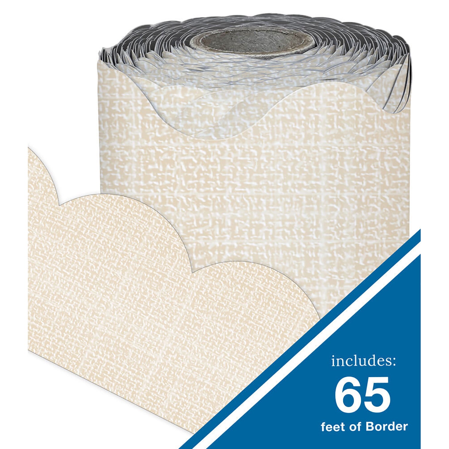 Linen Rolled Scalloped Borders, 65 Feet Per Roll, Pack of 3