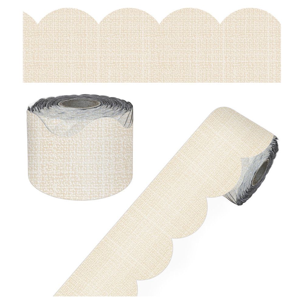 Linen Rolled Scalloped Borders, 65 Feet Per Roll, Pack of 3