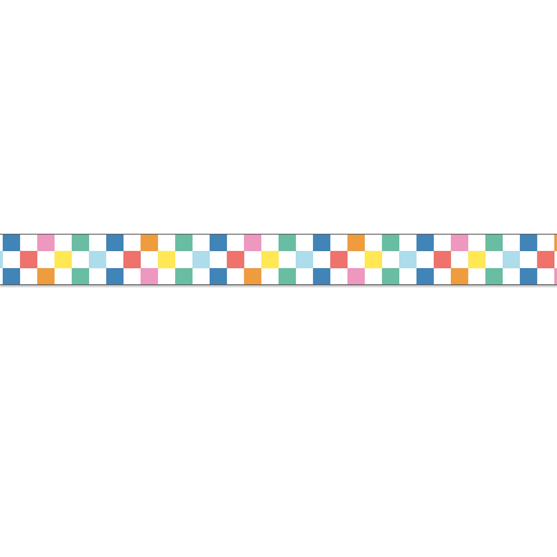 We Stick Together Checkered Rainbow Straight Bulletin Board Borders, 36 Feet Per Pack, 6 Packs