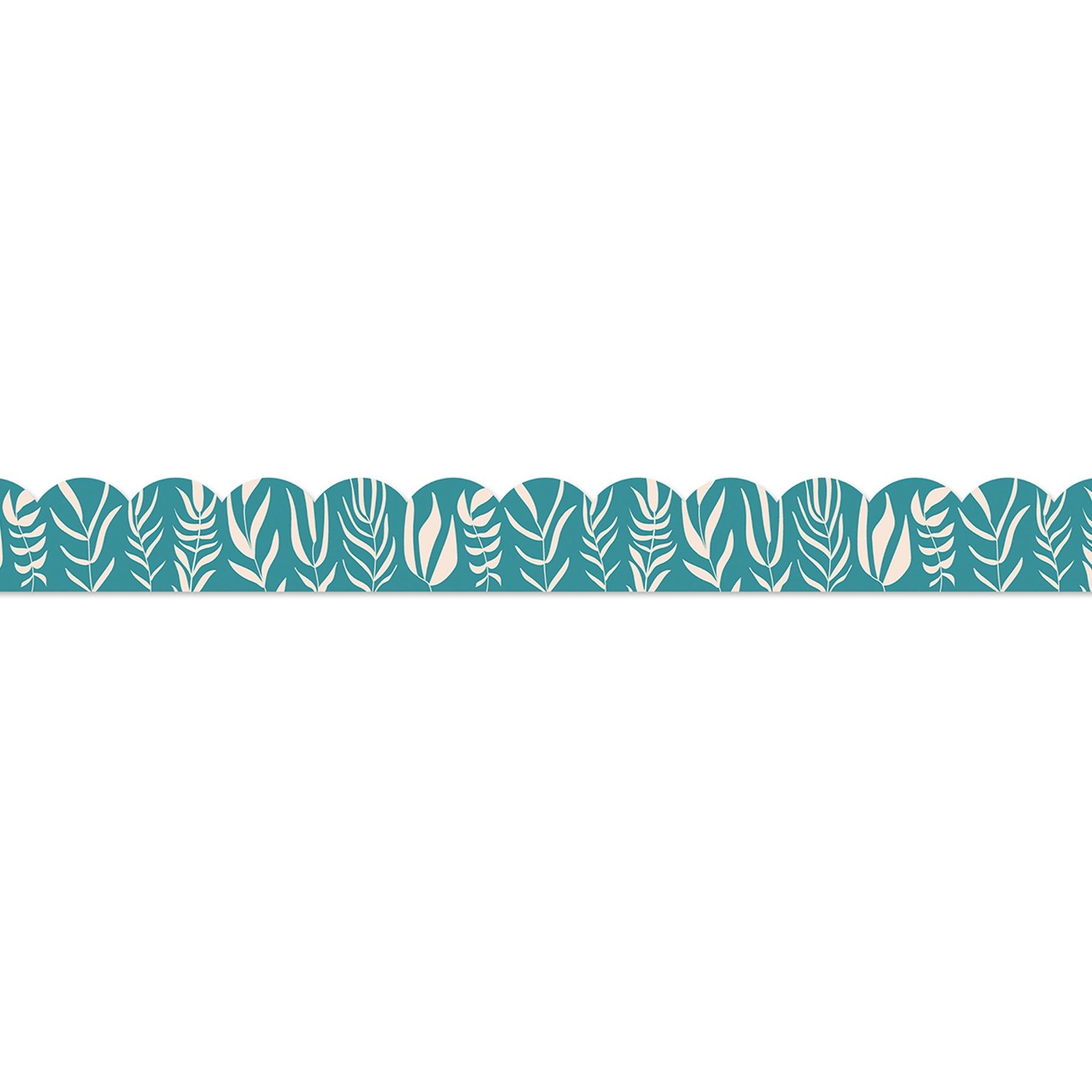 True to You Teal with Leaves Scalloped Bulletin Board Borders, 39 Feet Per Pack, 6 Packs