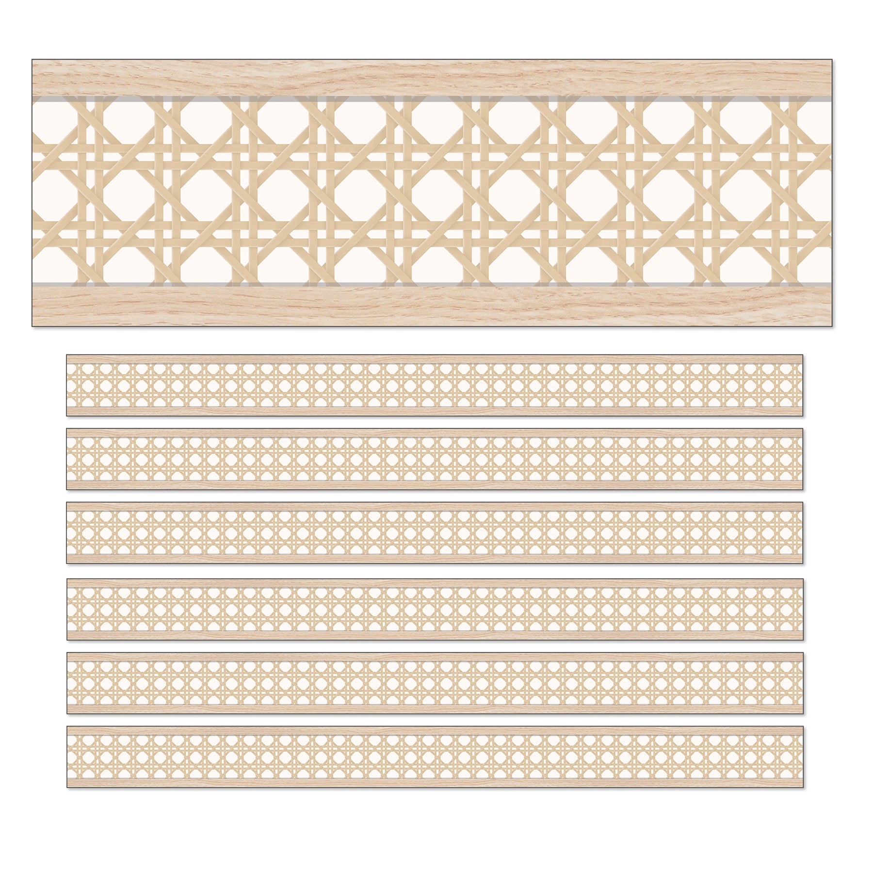 True to You Woven Cane Straight Bulletin Board Borders, 36 Feet Per Pack, 6 Packs