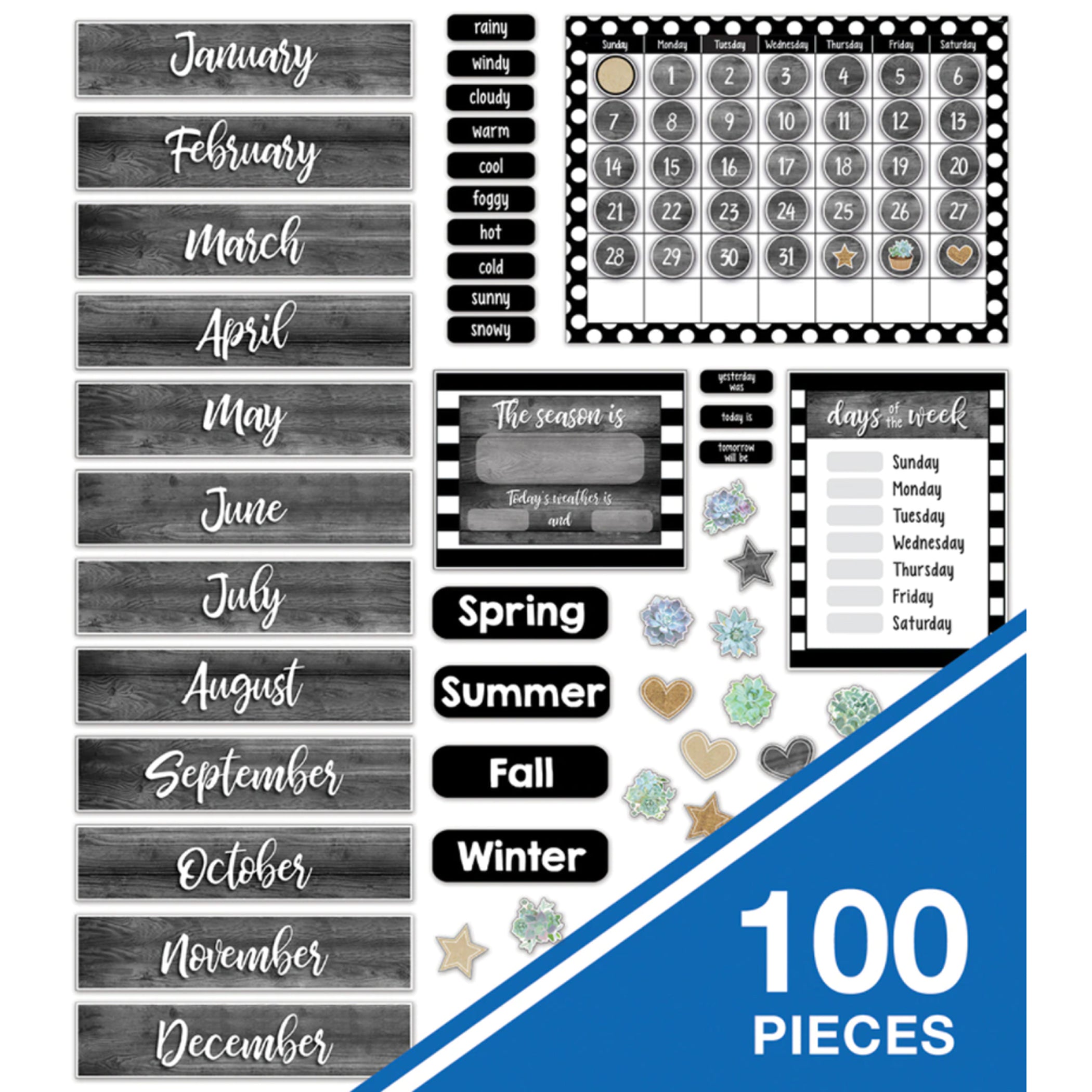 Simply Stylish Calendar Bulletin Board Set, 100 Pieces