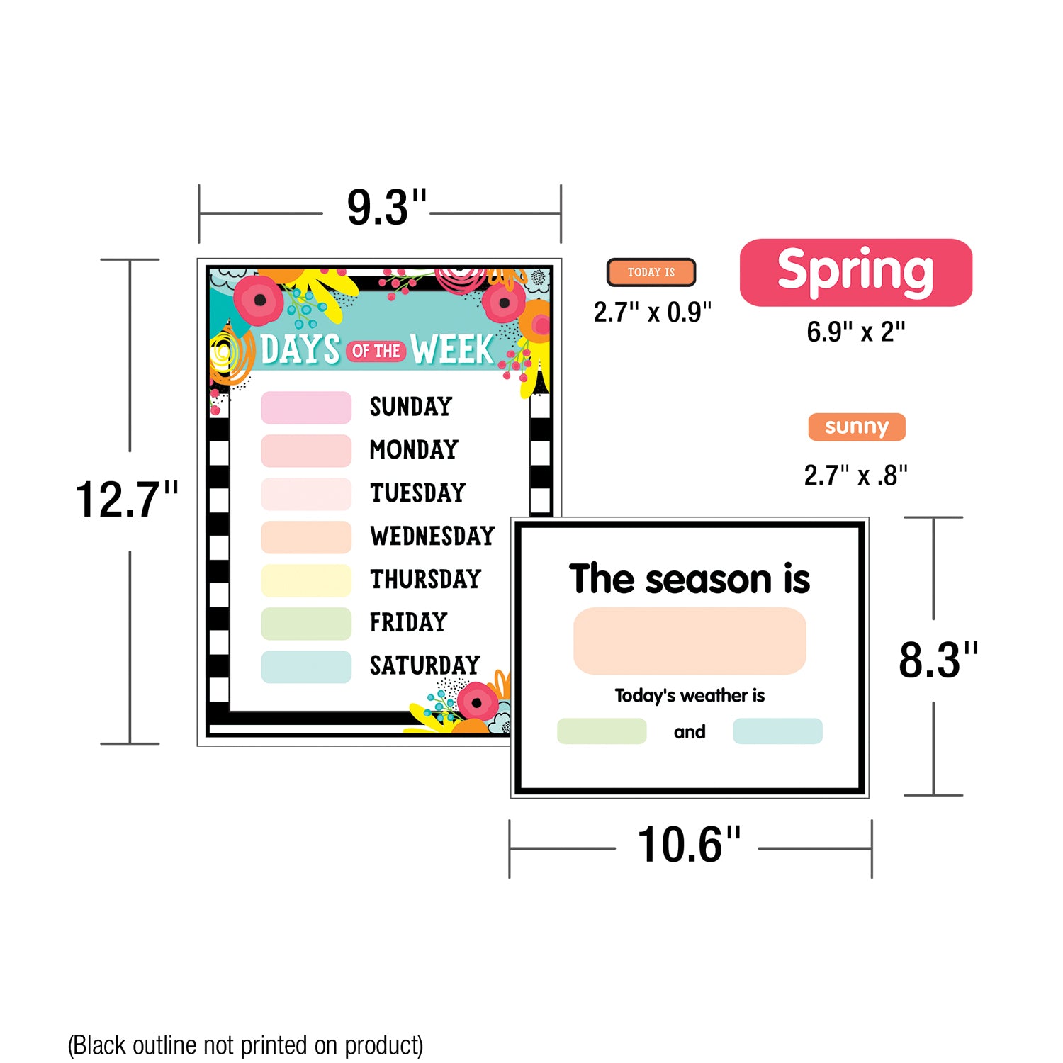 Simply Stylish Tropical Pineapple Calendar Bulletin Board Set, 92 Pieces