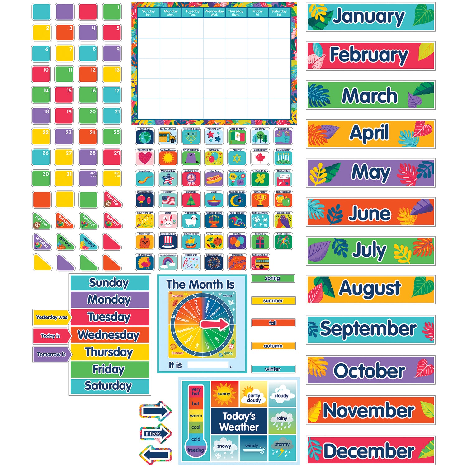 One World Calendar Bulletin Board Set, 2 Sets