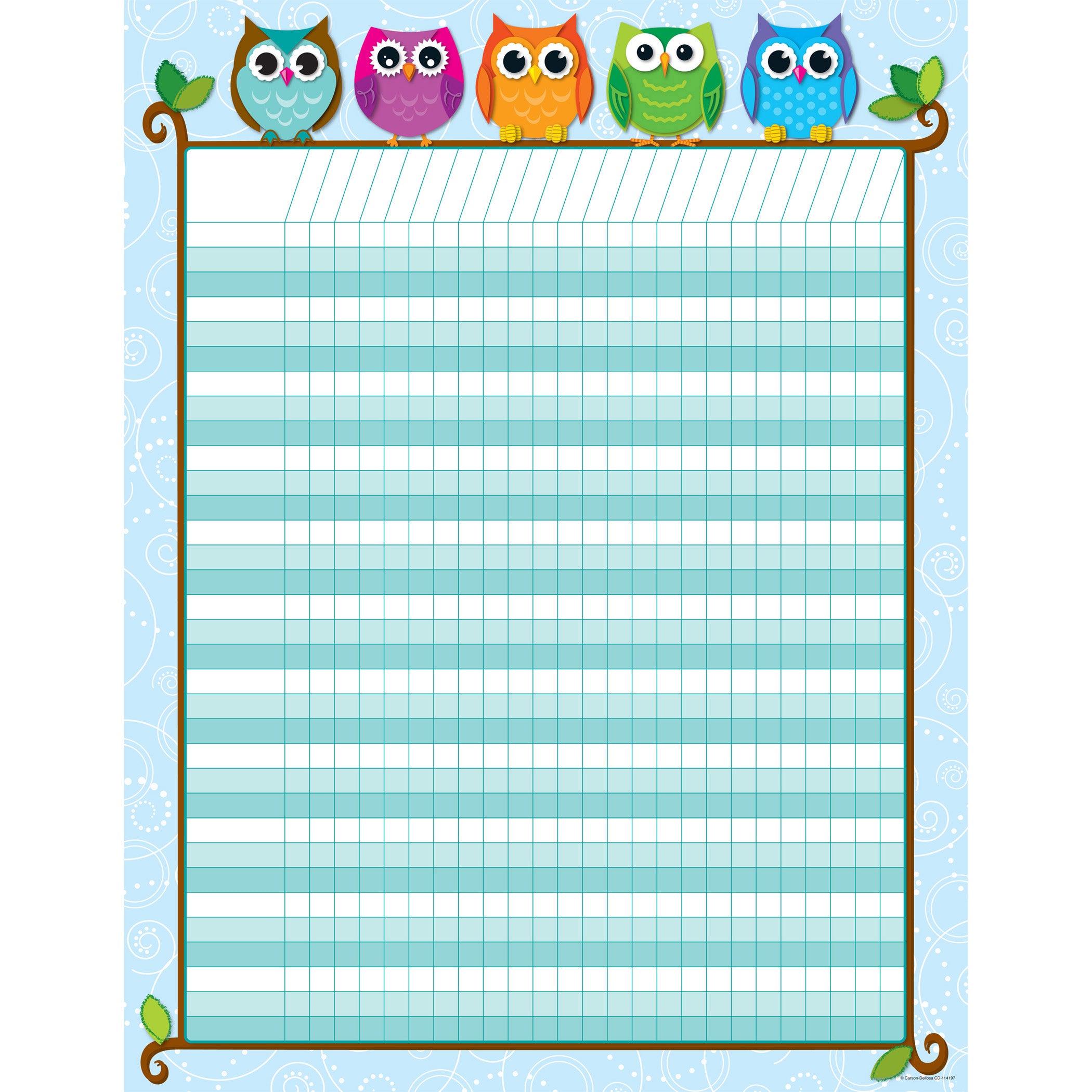 Colorful Owls Incentive Chart, Pack of 6