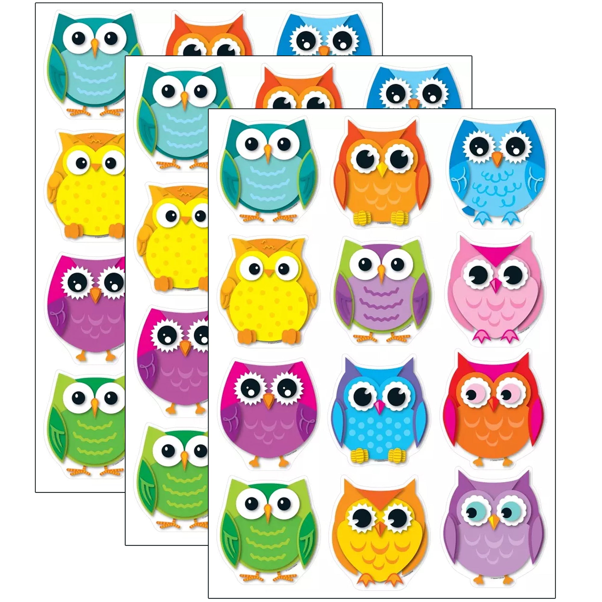 Colorful Owls Cut-Outs, 36 Per Pack, 3 Packs