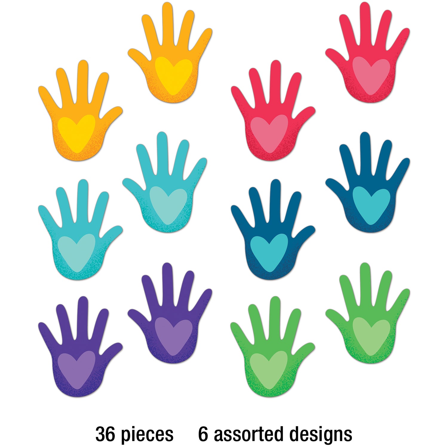 One World Hands with Hearts Cut-Outs, 36 Per Pack, 3 Packs