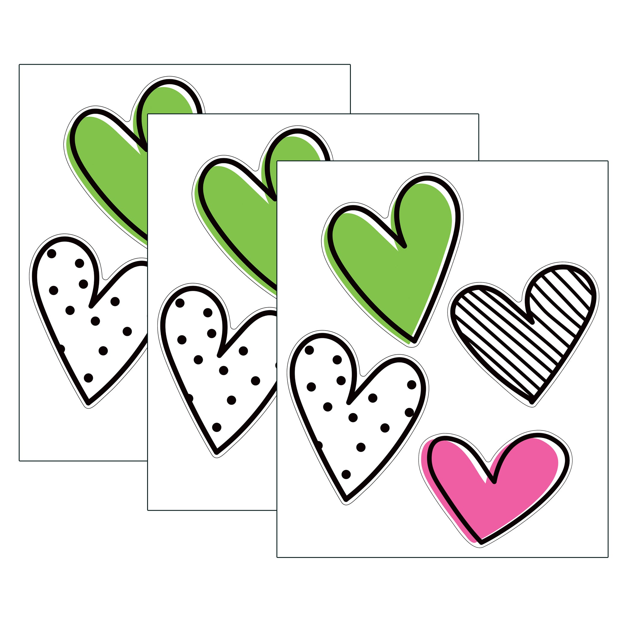 Kind Vibes Jumbo Doodle Hearts Cut-Outs, 12 Per Pack, 3 Packs