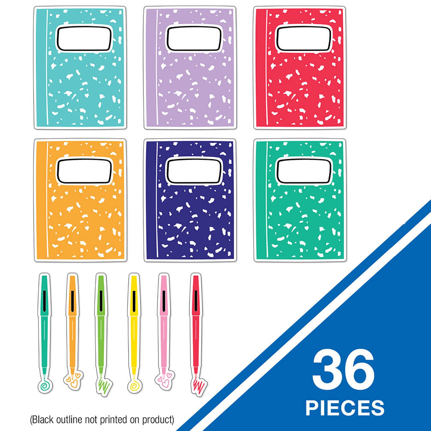 Notebooks and Pens Cut-Outs, 36 Per Pack, 3 Packs