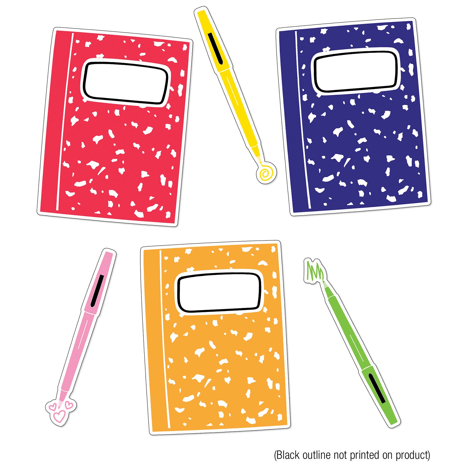 Notebooks and Pens Cut-Outs, 36 Per Pack, 3 Packs