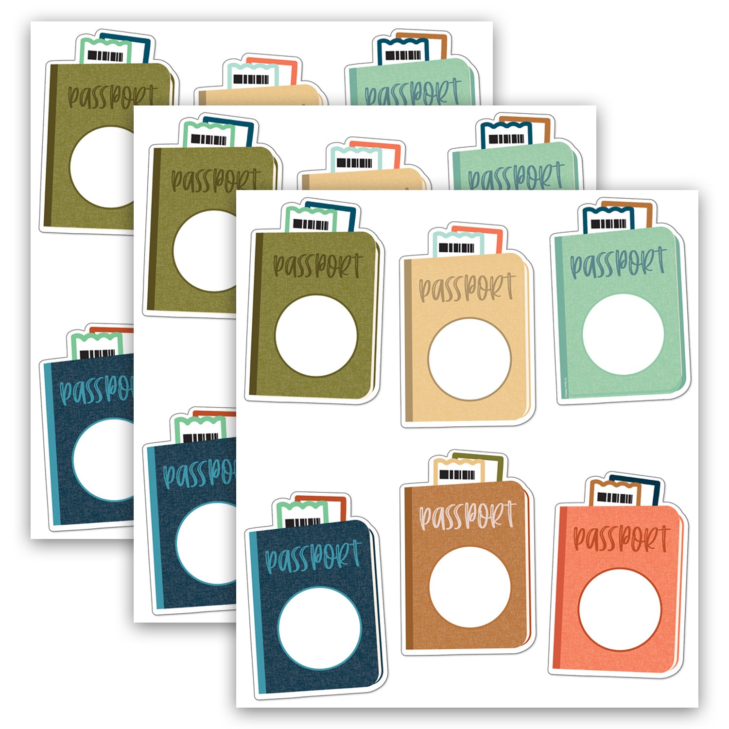 Let's Explore Passports Cut-Outs, 36 Per Pack, 3 Packs