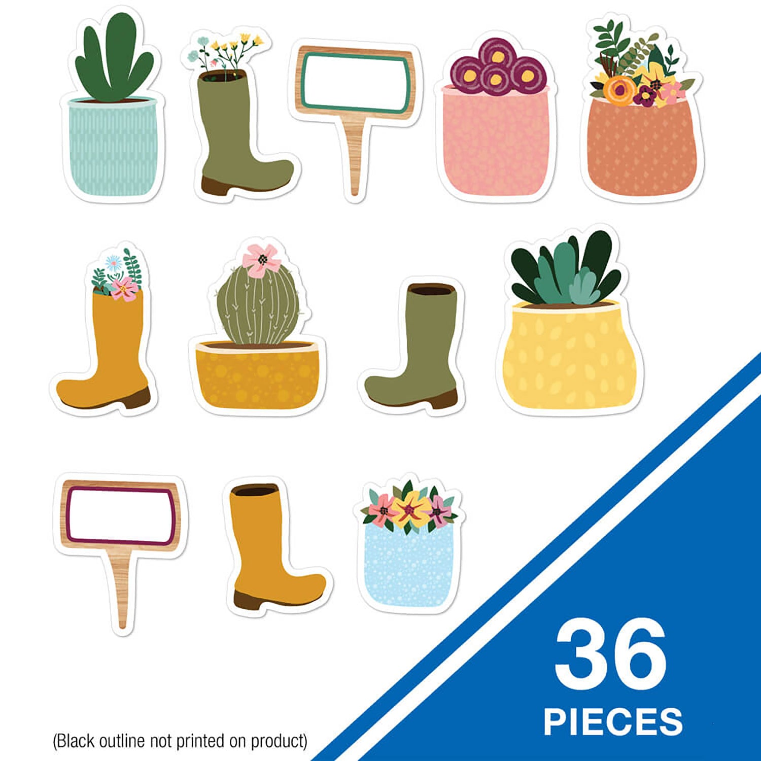 Grow Together Boots, Pots, and Garden Signs Cut-Outs, 36 Per Pack, 3 Packs