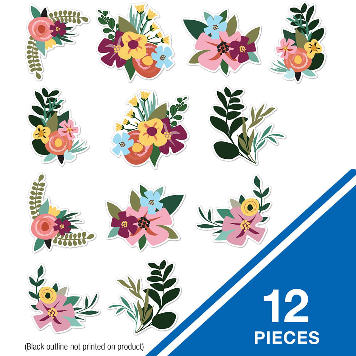 Grow Together Jumbo Flowers and Greenery Cut-Outs, 12 Per Pack, 3 Packs