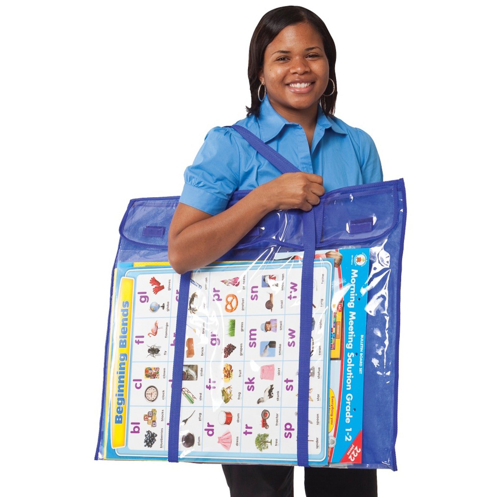 Deluxe Bulletin Board Storage Bag, Clear/Blue, 30" x 24"