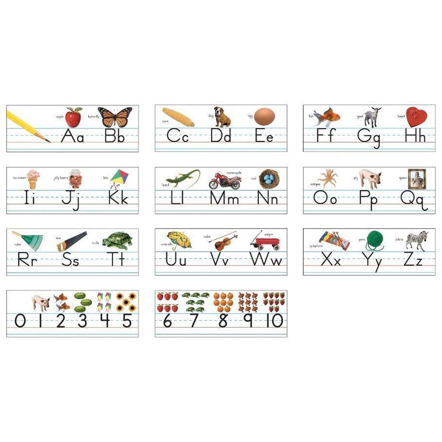 Traditional Manuscript Alphabet with Photographs Bulletin Board Set, Grade PK-2, 11 Pieces