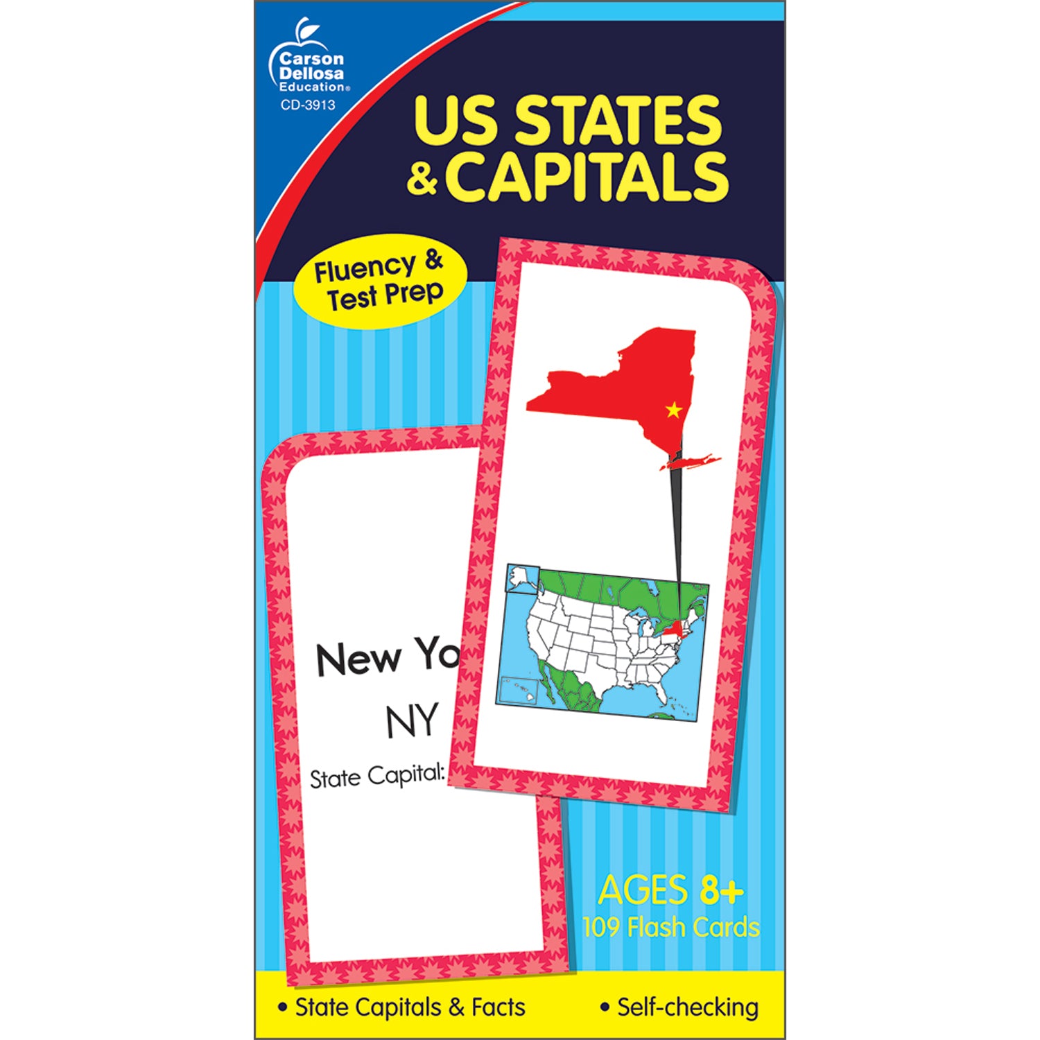 U.S. States & Capitals Flash Cards, Grade 3-5, Pack of 3