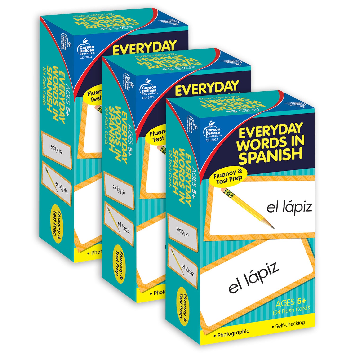 Everyday Words in Spanish: Photographic Flash Cards, Grade PK-8, 3 Packs