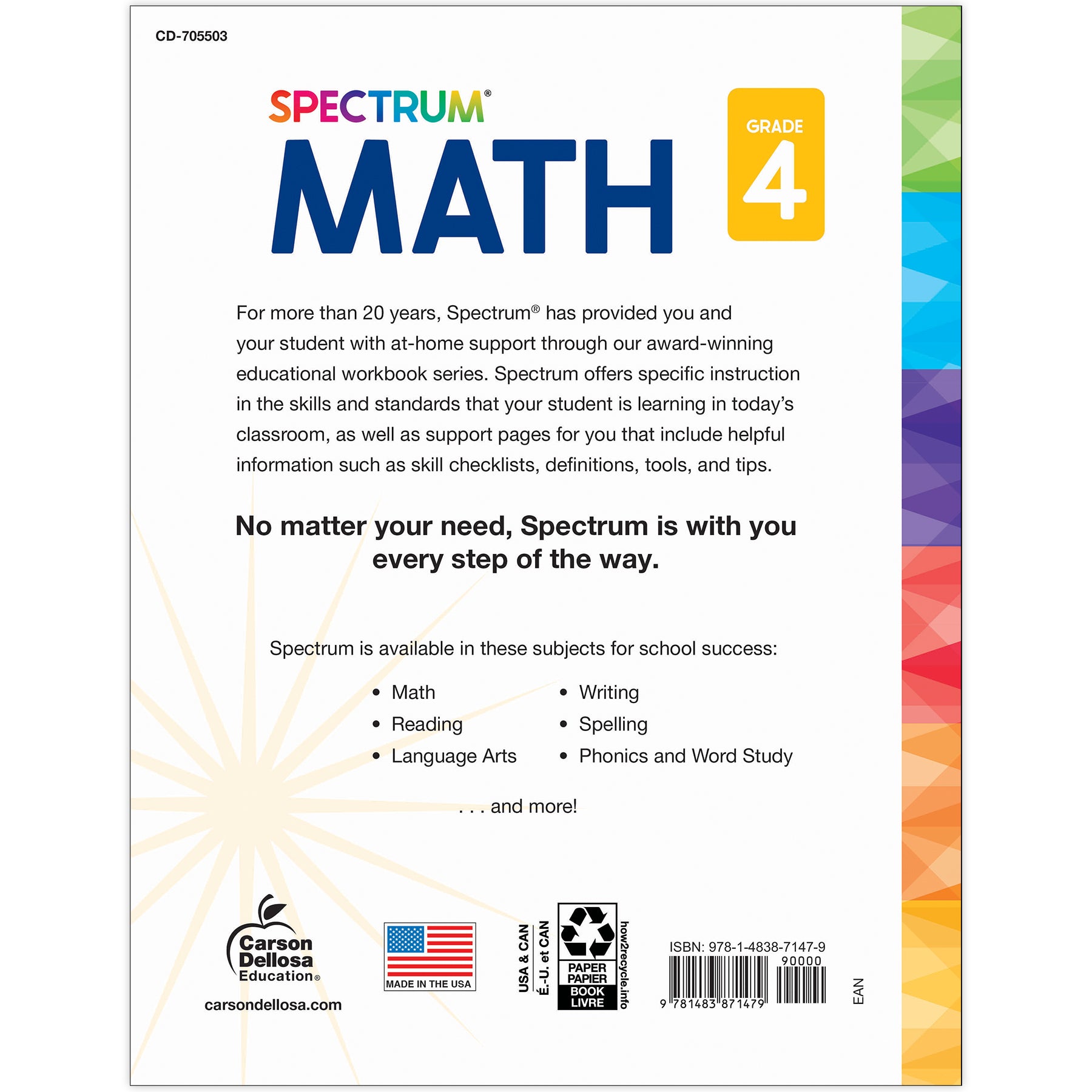 Spectrum Gr 4 Math Workbook