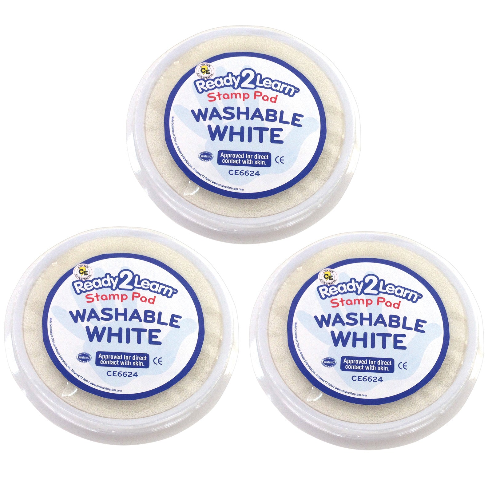 Jumbo Circular Washable Stamp Pad - White - 5.75" dia. - Pack of 3