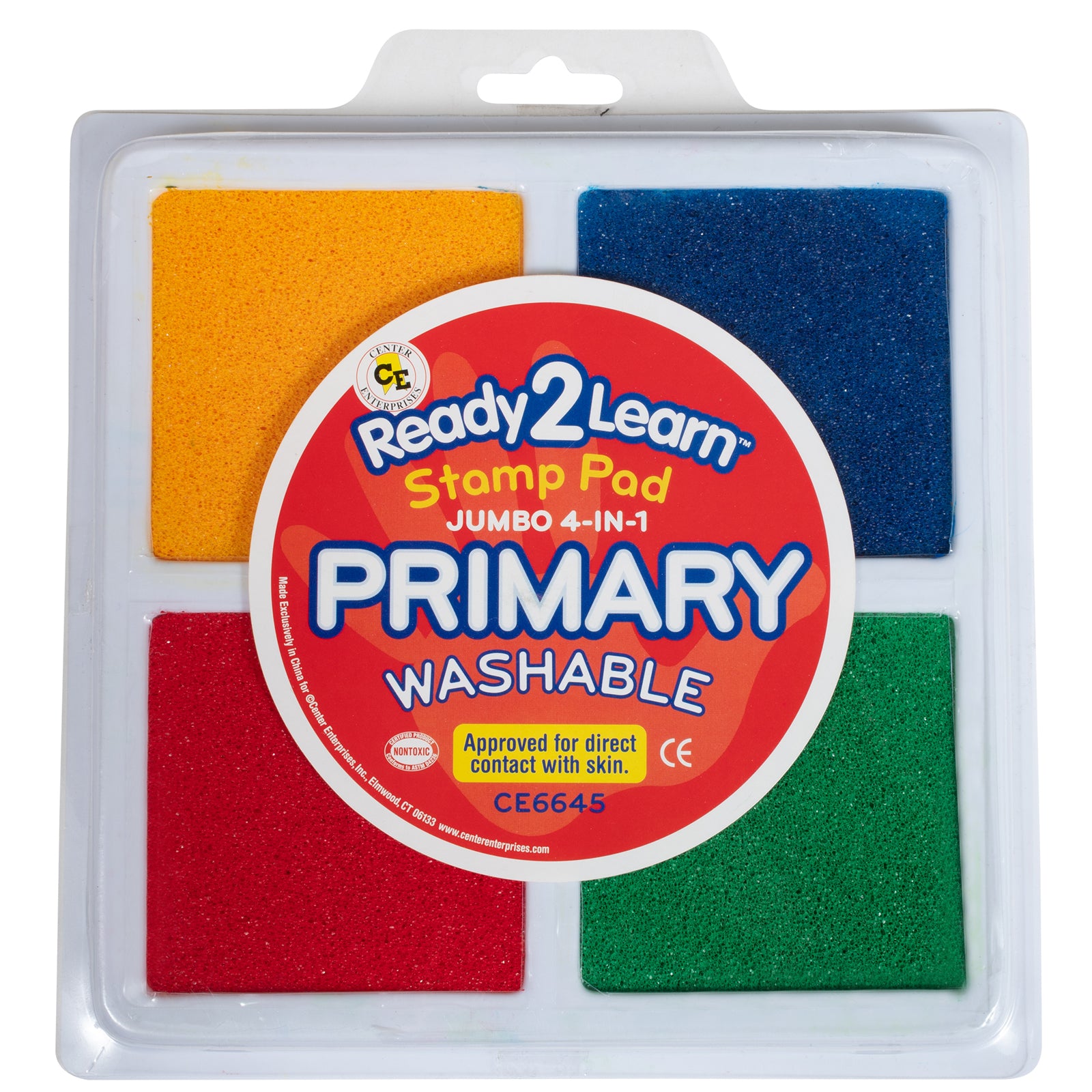 Jumbo 4-in-1 Washable Stamp Pad - Red, Yellow, Green, Blue - Pack of 3