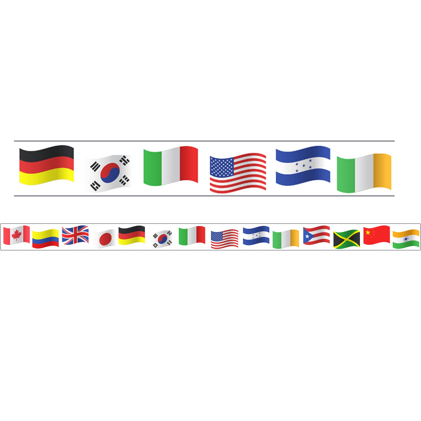 Borders/Trims, Magnetic, Rectangle Cut - 1-1/2" x 24", World Flags Theme, 24' per Pack, 2 Packs