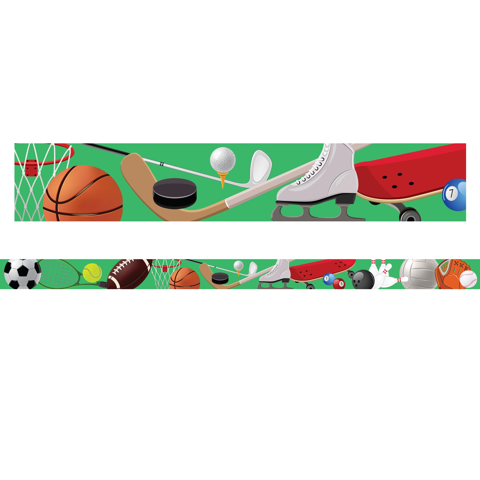 Borders/Trims, Magnetic, Rectangle Cut - 1-1/2" x 24", Sports Theme, 24' per Pack, 2 Packs