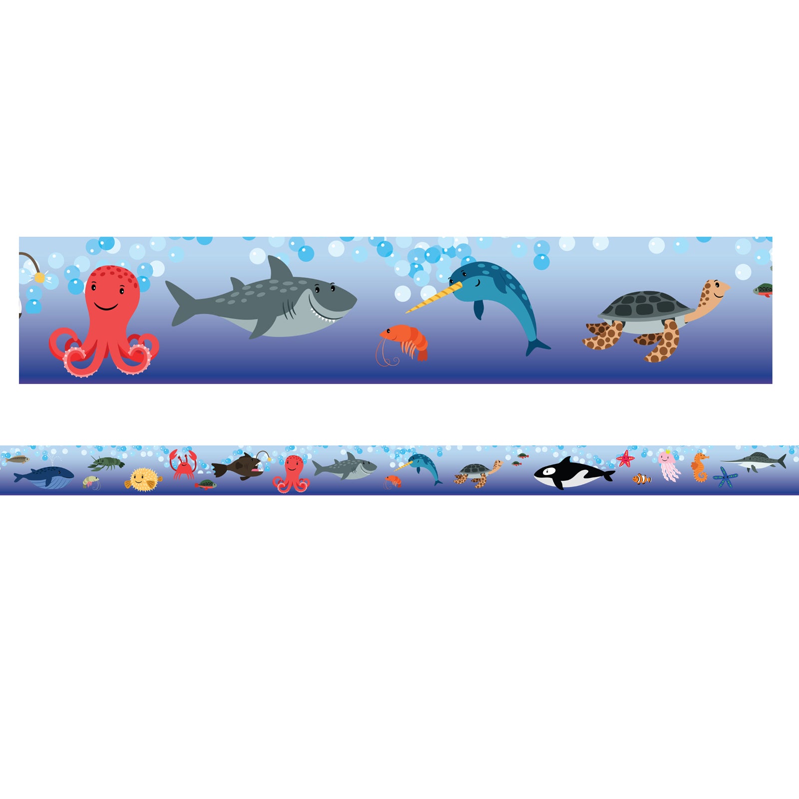 Borders/Trims, Magnetic, Rectangle Cut - 1-1/2" x 24", Sea Life Theme, 24' per Pack, 2 Packs - A1 School Supplies