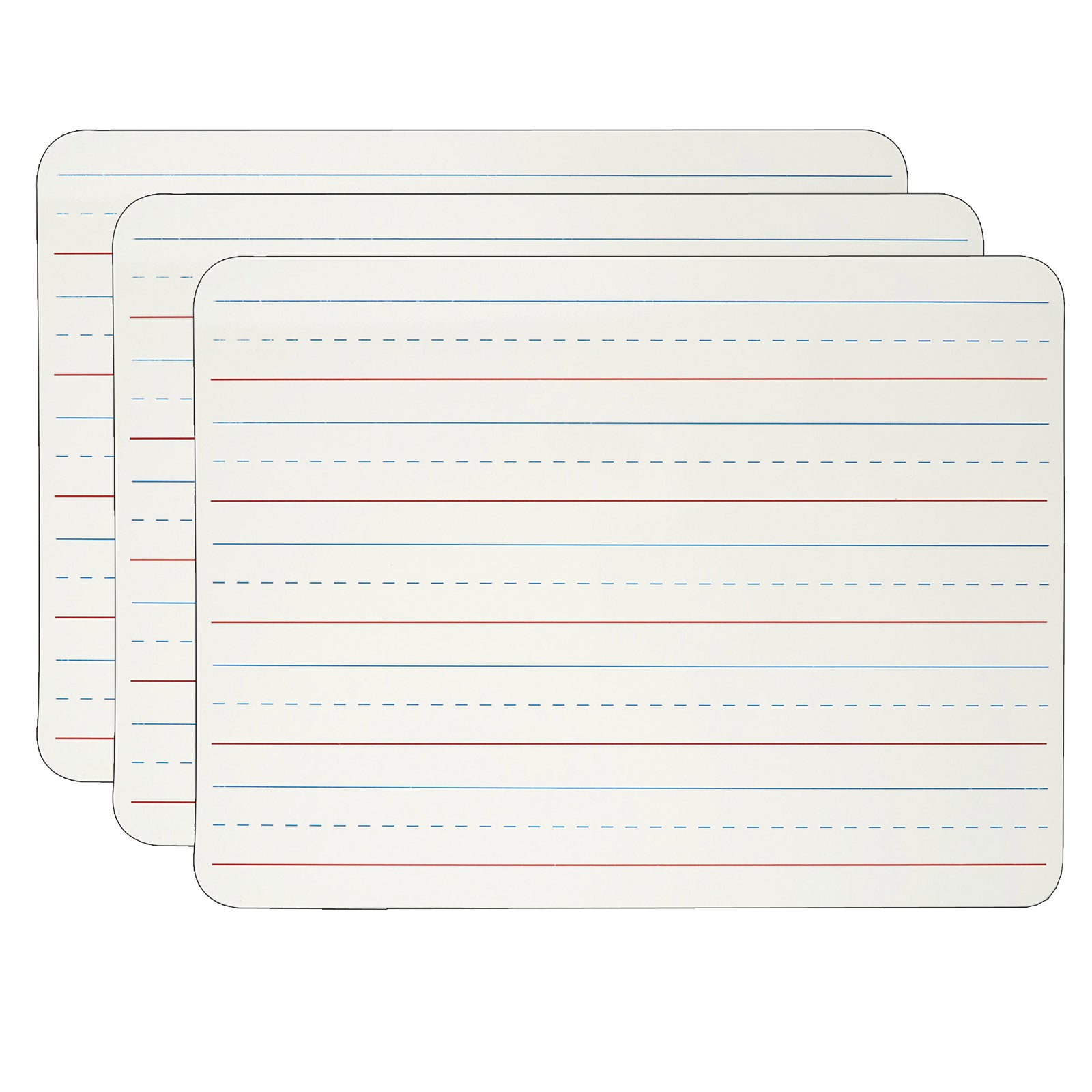 Dry Erase Board, Two Sided Magnetic, Plain/Lined, Pack of 3