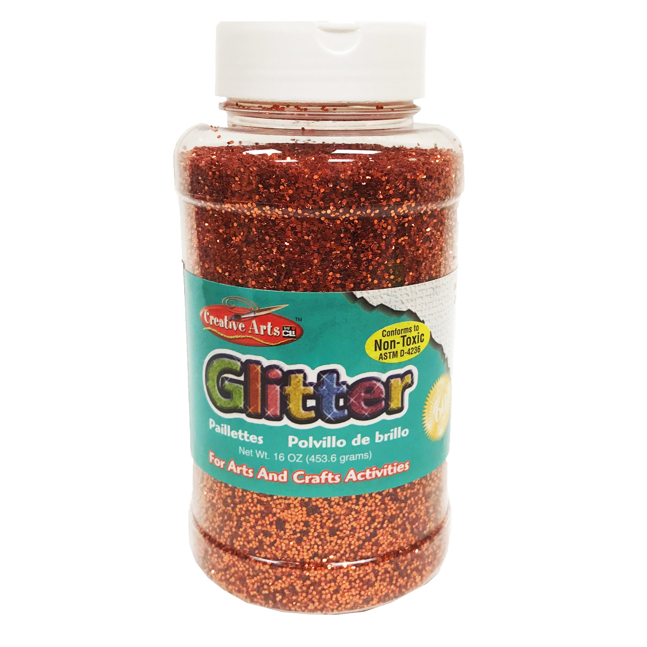 Creative Arts™ Glitter, 1 lb. Bottle, Orange, Pack of 3