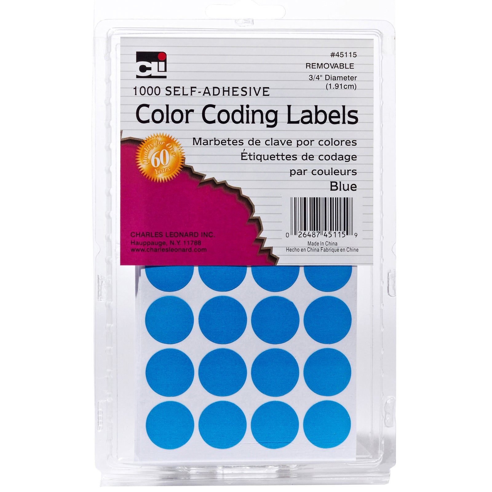 Color Coding Labels, 3/4", Blue, 1000 Per Pack, 12 Packs - A1 School Supplies