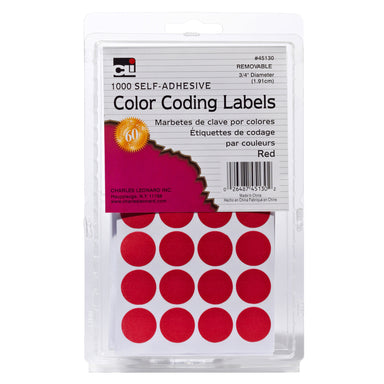 Color Coding Labels, 3/4", Red, 1000 Per Pack, 12 Packs - A1 School Supplies