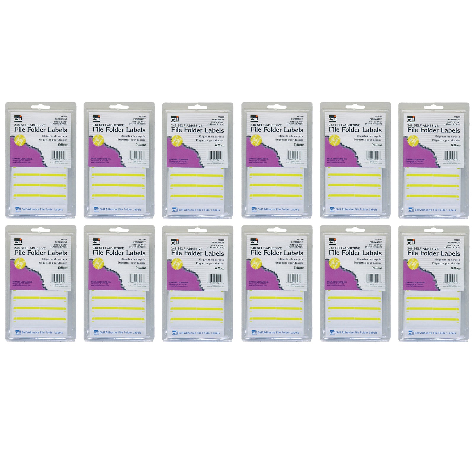 File Folder Labels, Yellow, 248 Per Pack, 12 Packs