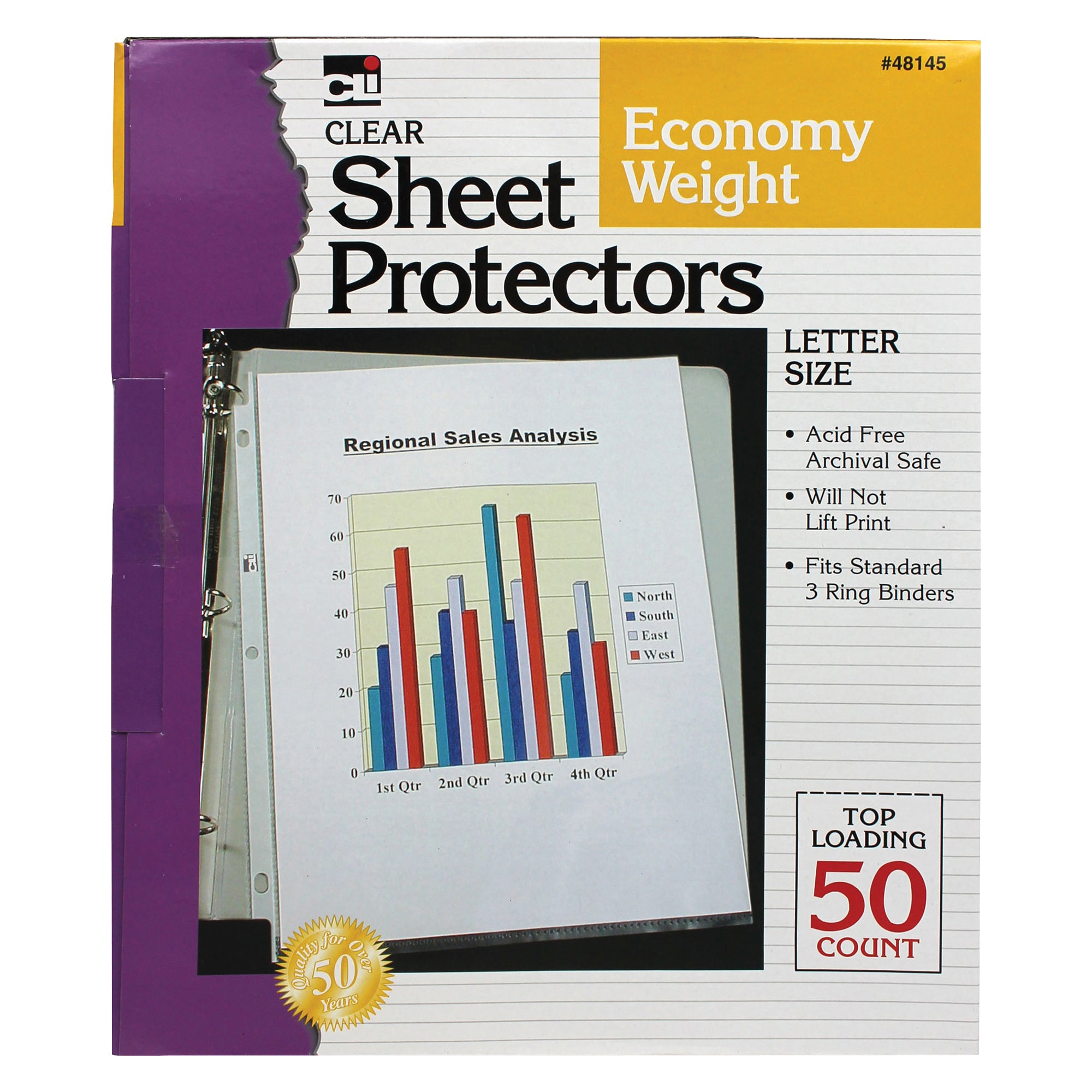 Sheet Protectors, Economy Weight, Letter Size, Clear, 50 Per Box, 5 Boxes - A1 School Supplies