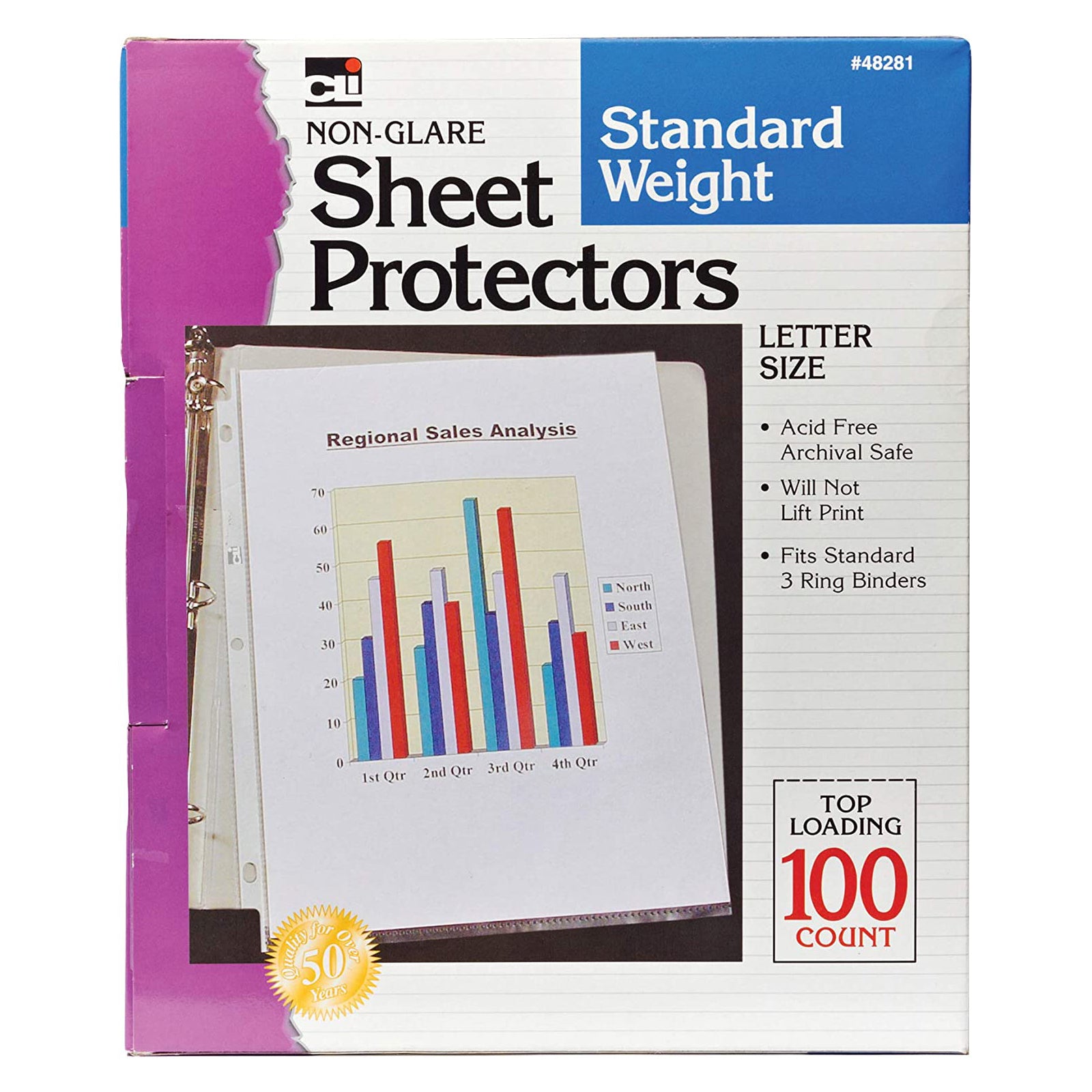 Sheet Protectors, Standard Weight, Letter Size, Non-Glare, 100 Per Box, 2 Boxes