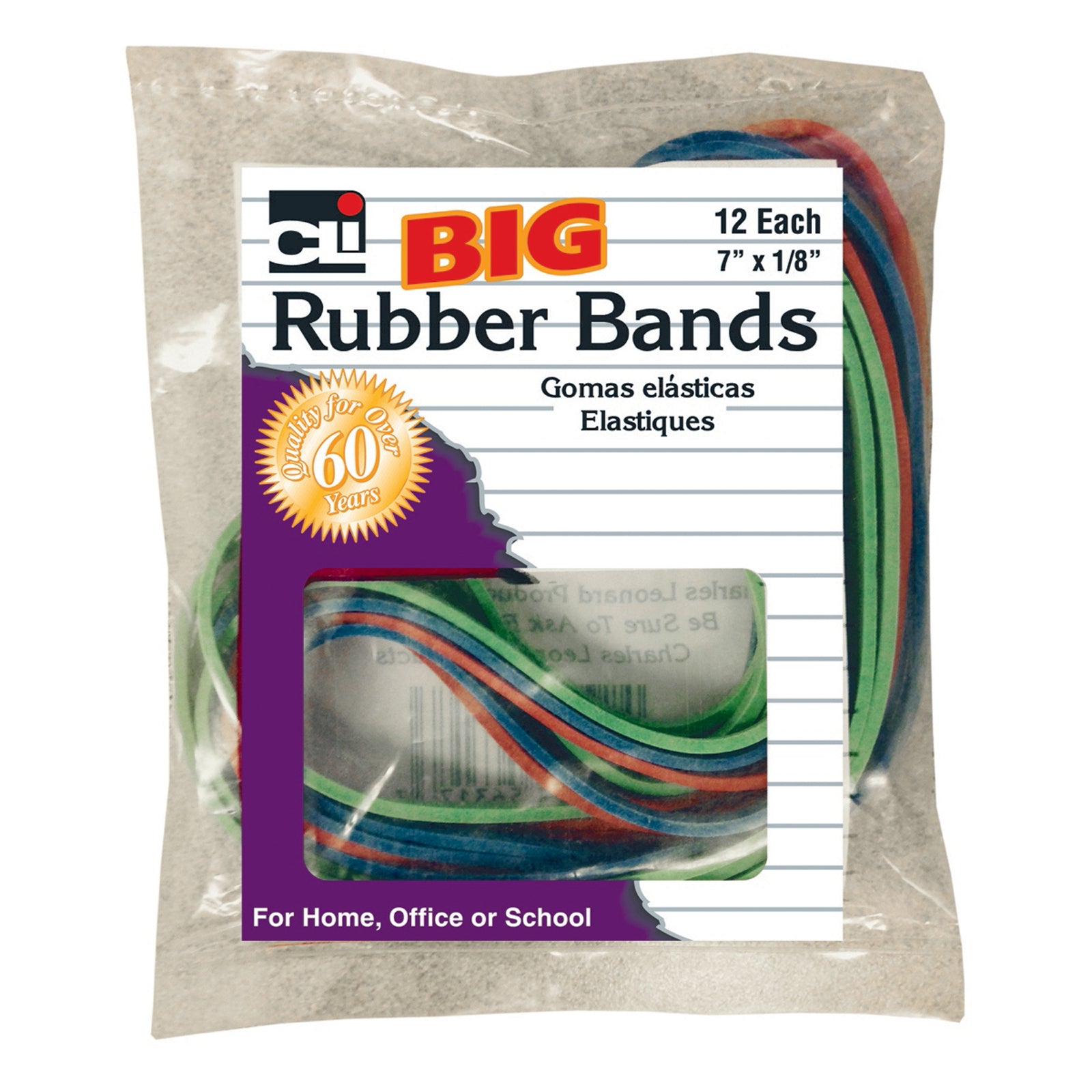Big Rubber Bands, 7" x 1/8", 12 Per Pack, 12 Packs - A1 School Supplies