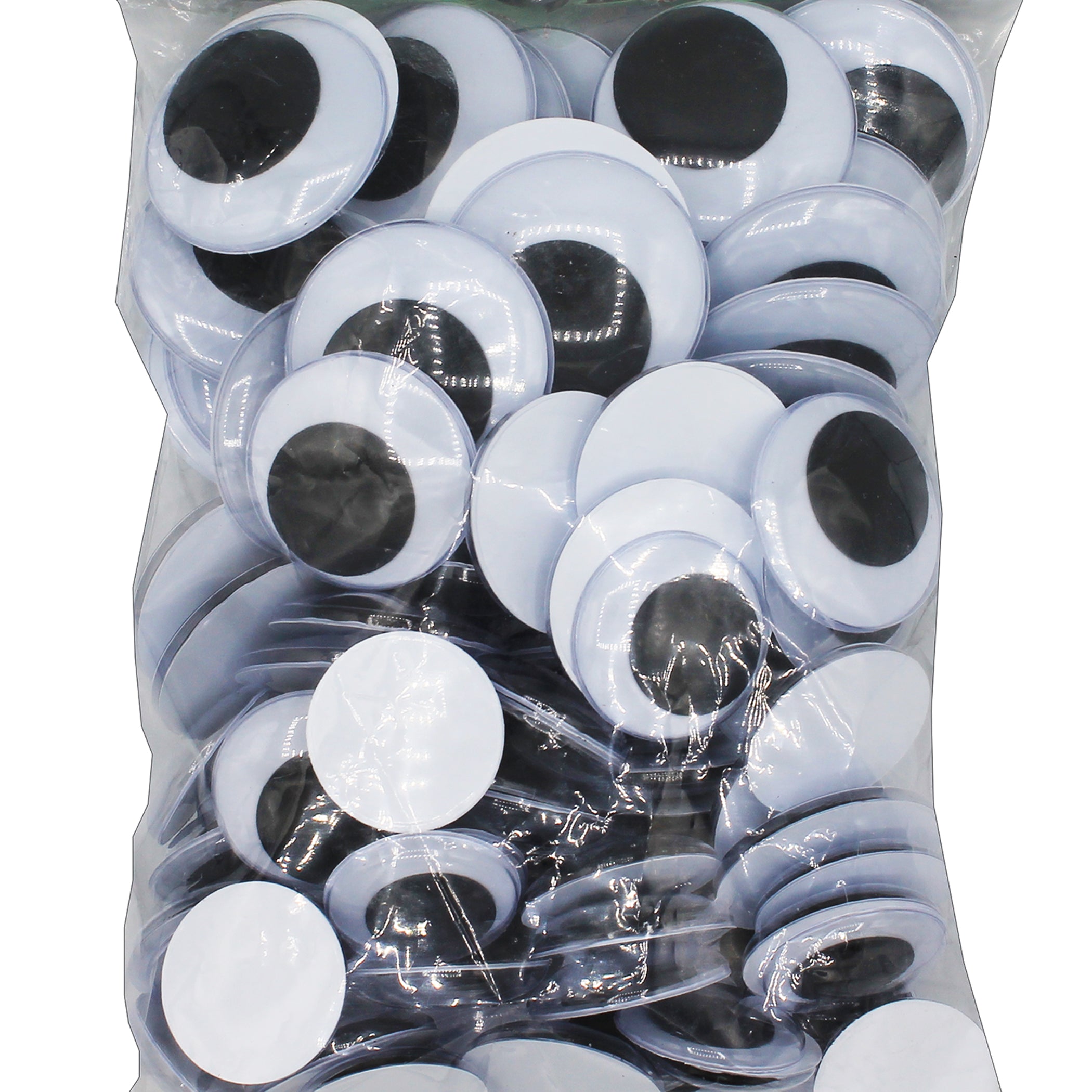 Wiggle Eyes, Jumbo Round, Assorted Sizes, Black, Pack of 100