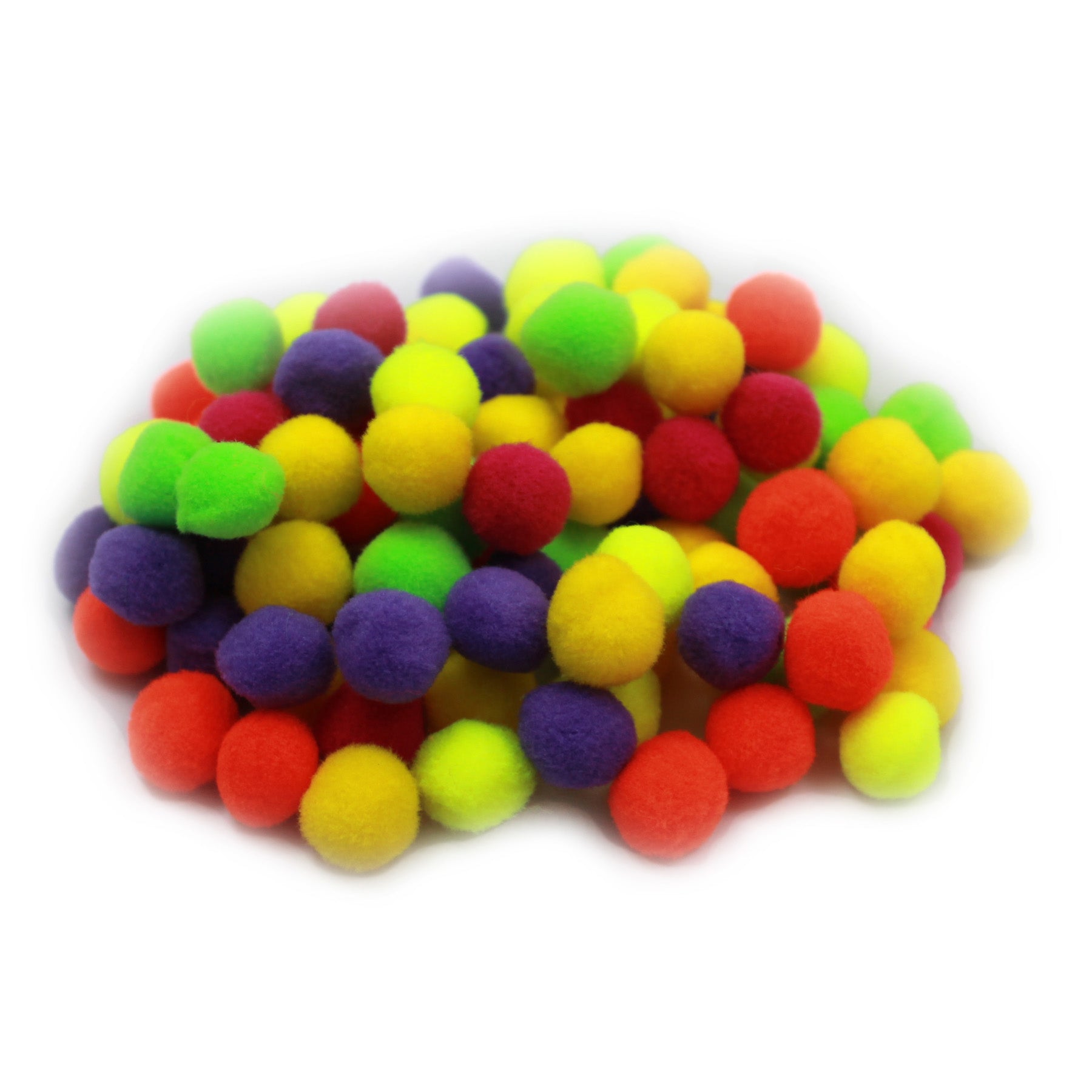 Pom-Poms, 1/2", Hot Colors, 100 Per Pack, 12 Packs