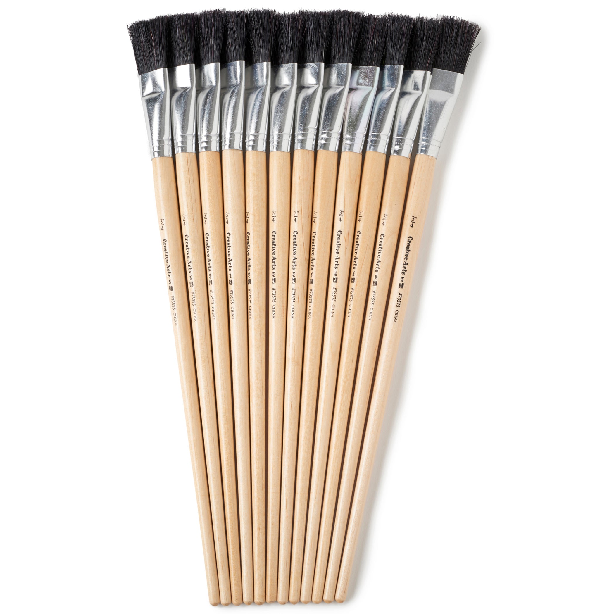 Creative Arts Flat Easel Brushes, 3/4" Bristle, Black, 12 Per Pack, 2 Packs