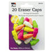 Pencil Eraser Caps, Assorted Neon Colors, 20 Per Pack, 12 Packs - A1 School Supplies