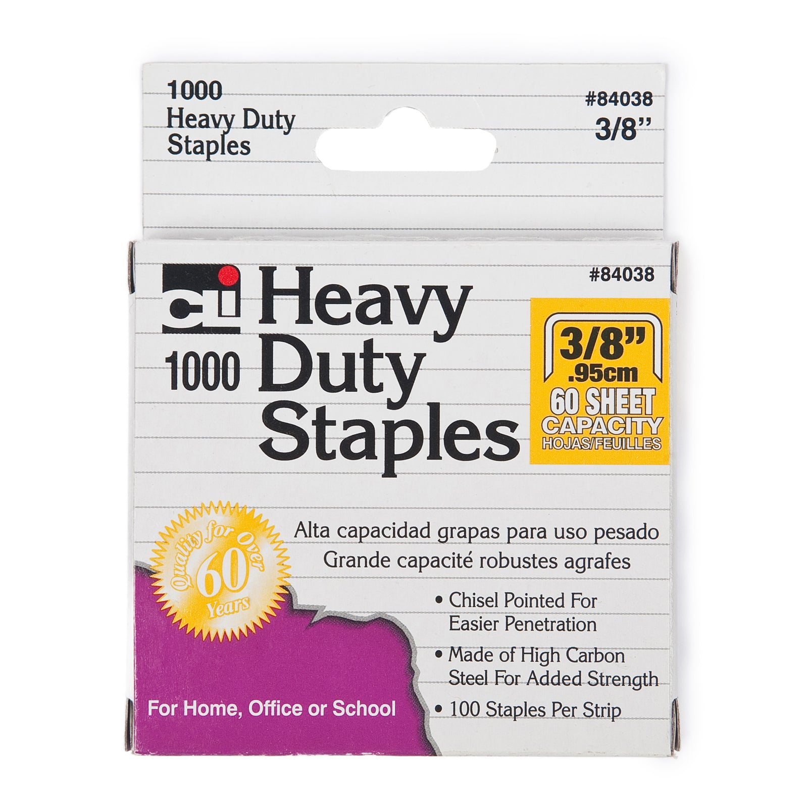 Heavy Duty Staples, 3/8", 1000 Per Pack, 6 Packs