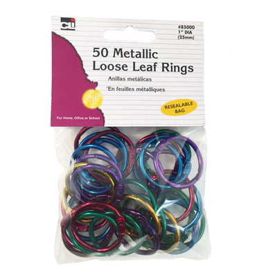 Metallic Book Rings, 1", Assorted Colors, 50 Per Pack, 3 Packs - A1 School Supplies