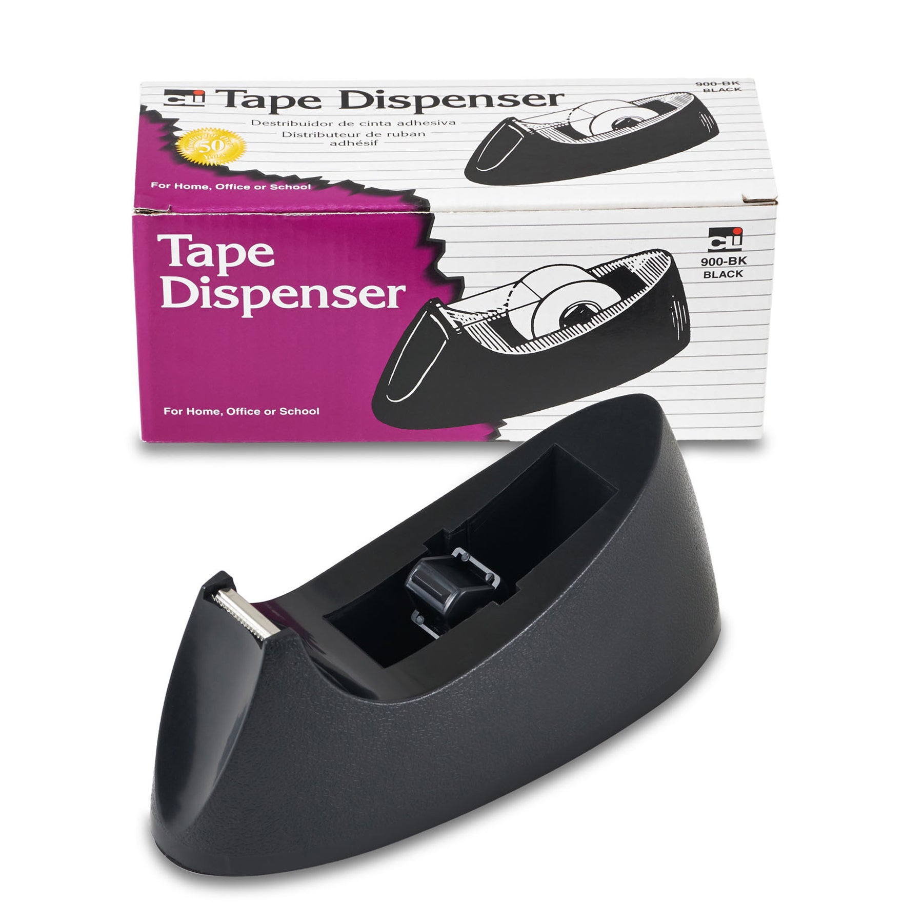 Desk Tape Dispenser, Black, Pack of 6